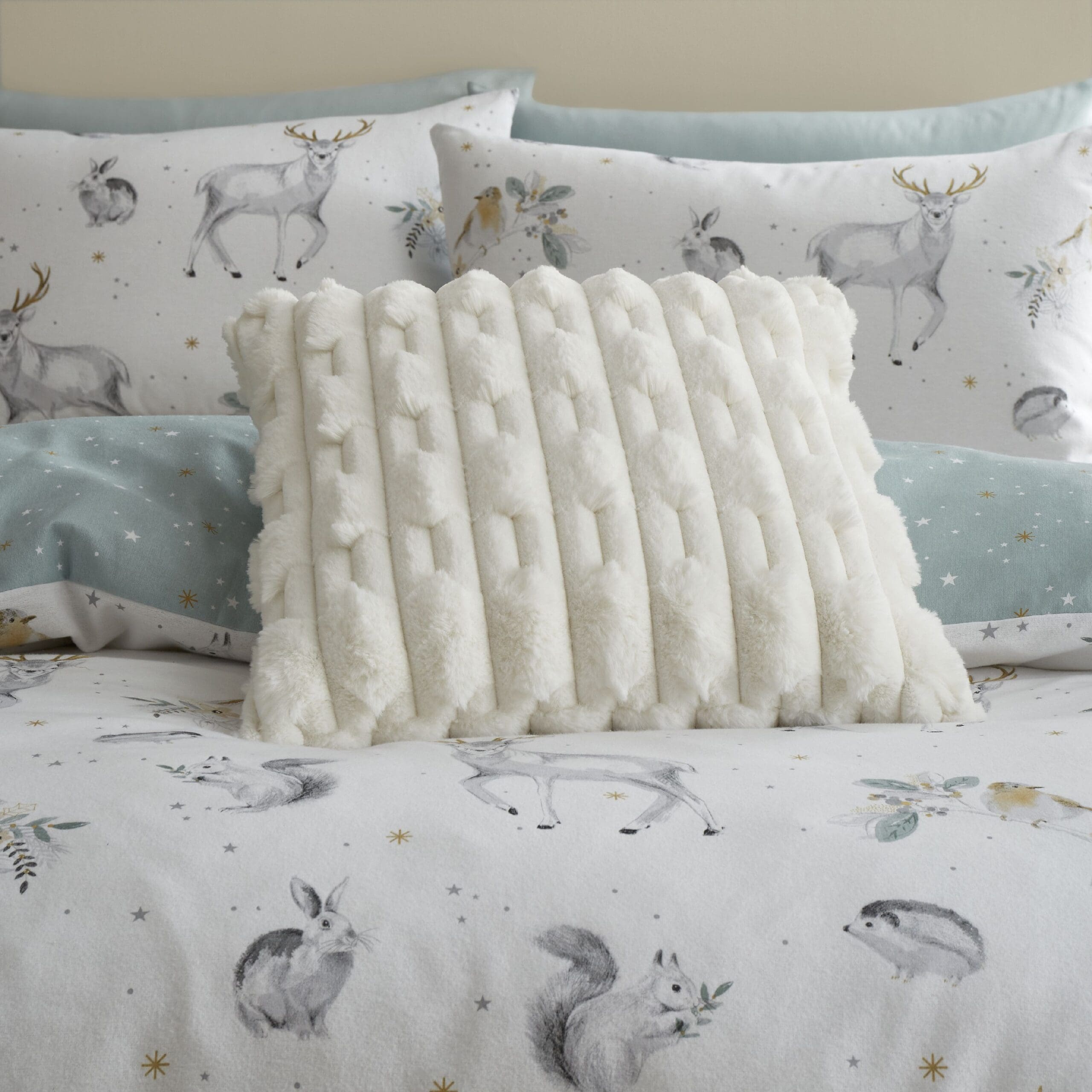 Bianca Carved Faux Fur Cream Cushion