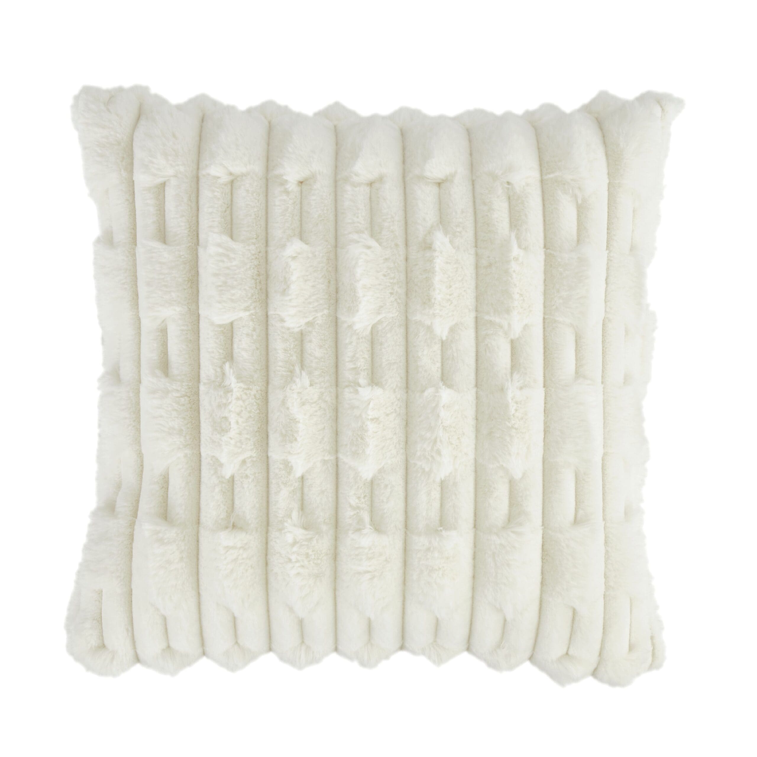 Bianca Carved Faux Fur Cream Cushion - Image 3