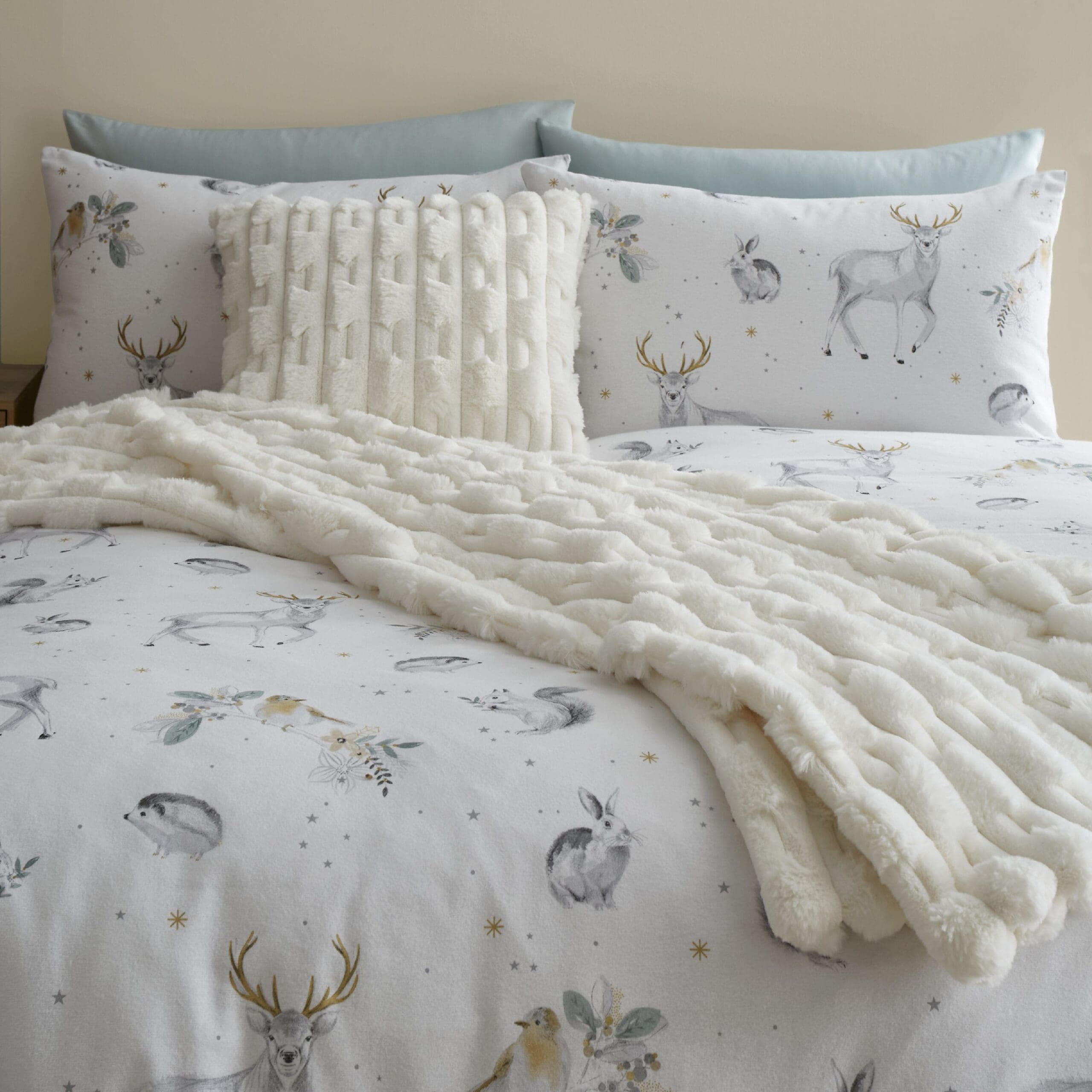 Bianca Carved Faux Fur Cream Cushion - Image 2