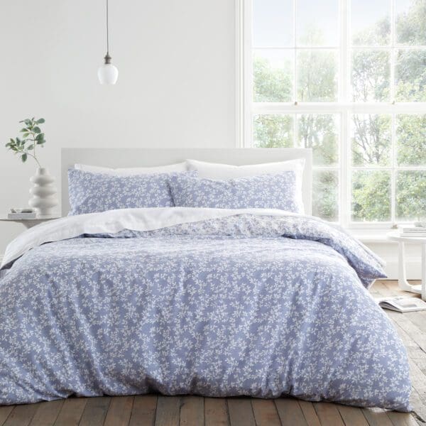 Bianca Shadow Leaves Blue Duvet Set Superking