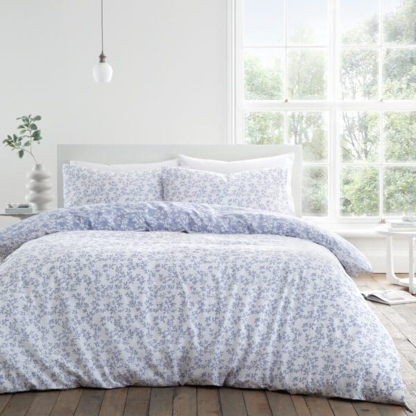 Bianca Shadow Leaves Blue Duvet Set Superking - Image 2