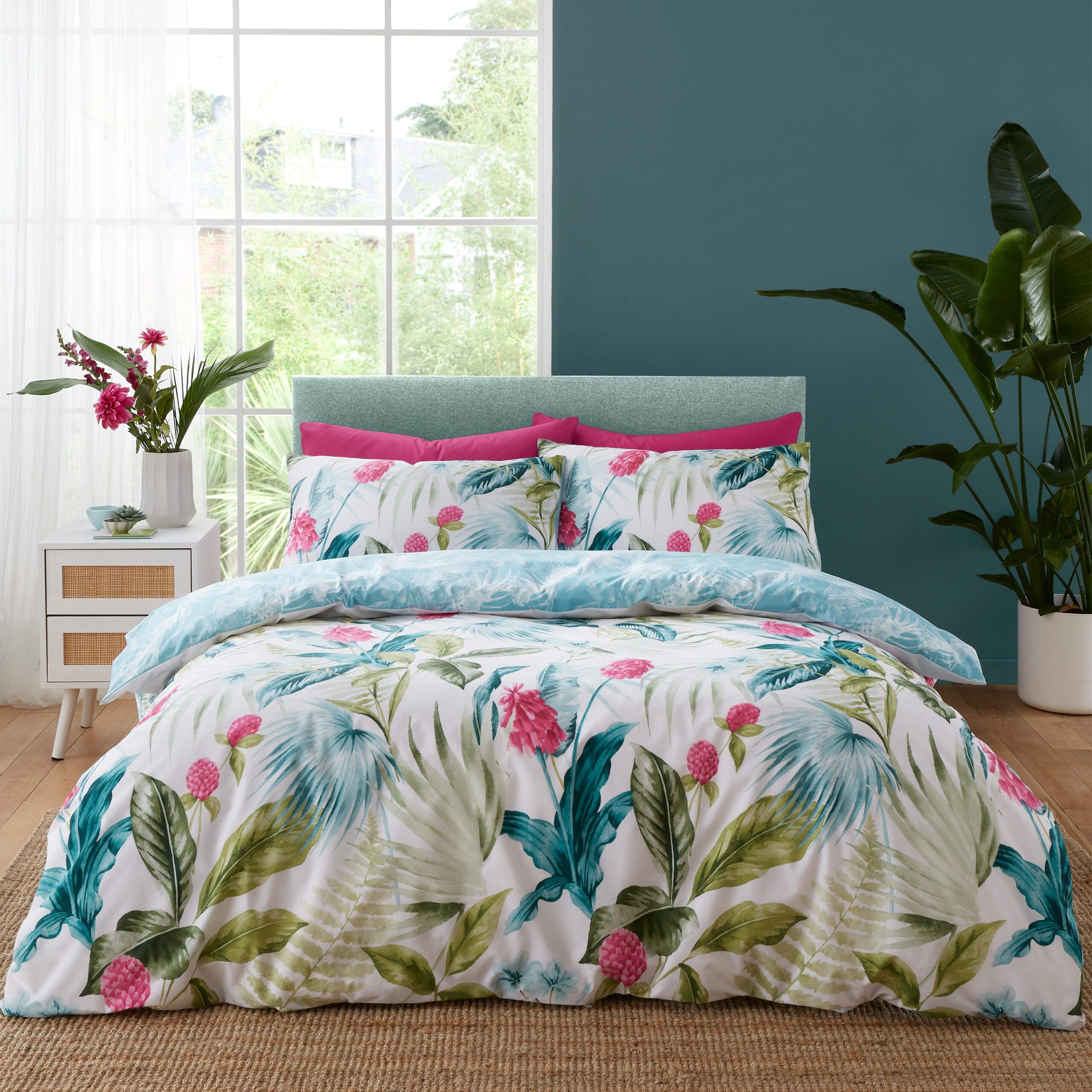 Catherine Lansfield Aruba Tropical Floral Duvet Set Double