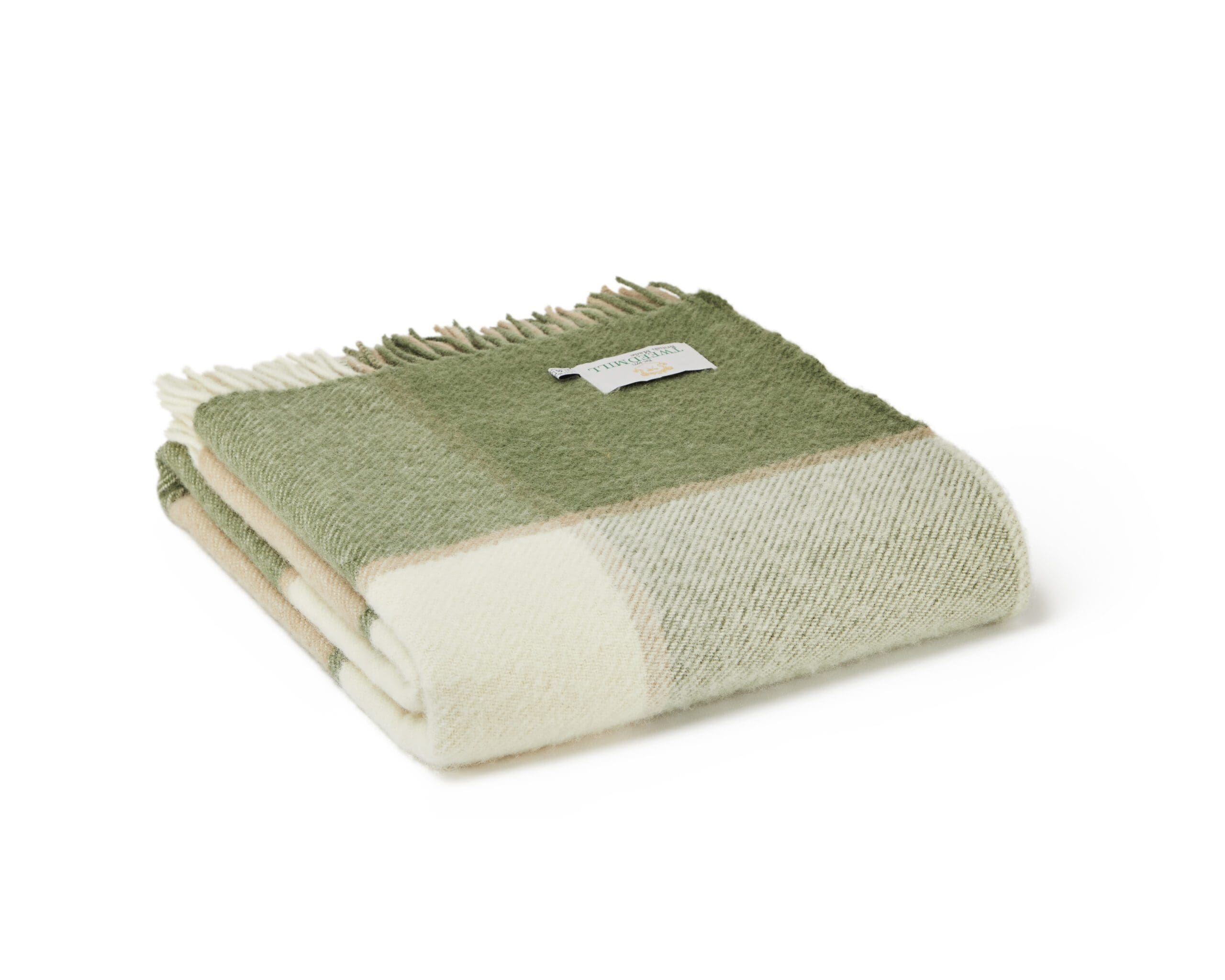 Tweedmill Wool Block Check Throw Olive