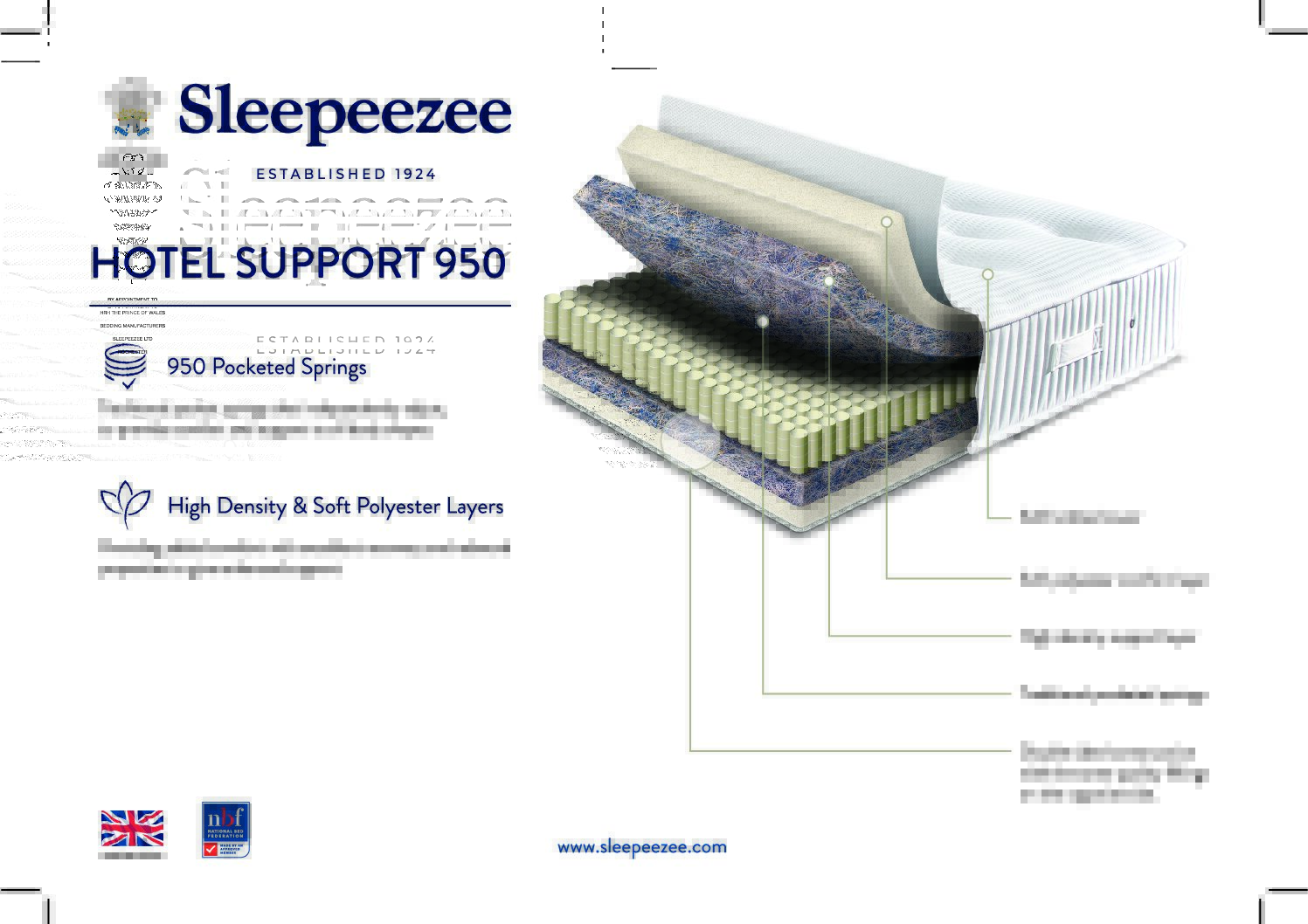 Sleepeezee Hotel Support 950 Platform Top Divan Set - Image 3