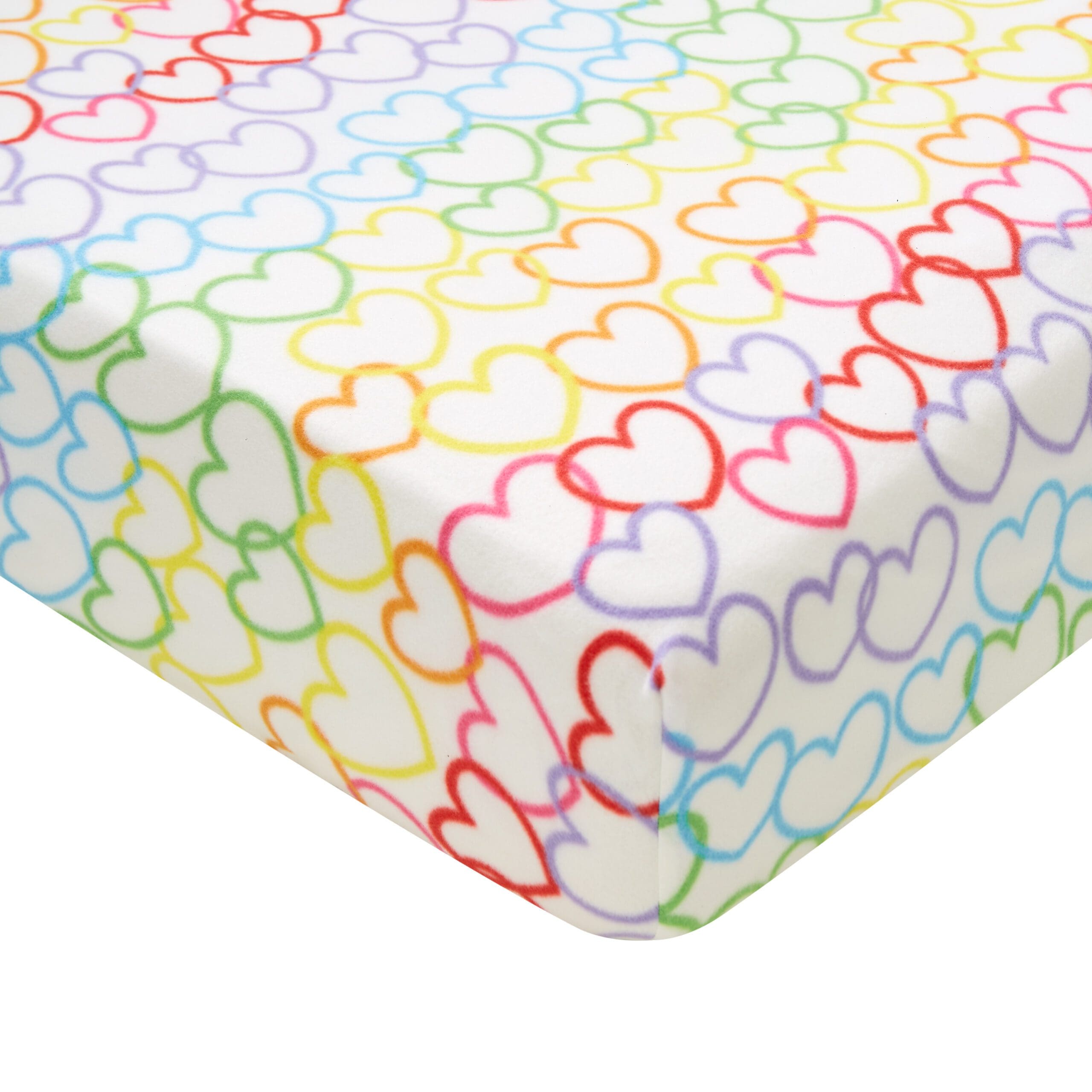 Catherine Lansfield Rainbow Hearts Fleece Fitted Sheet Double - Image 2