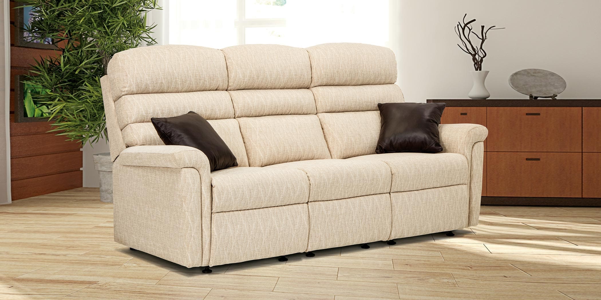 Sherborne Comfi-sit 3-Seater Fixed Settee In Fabric