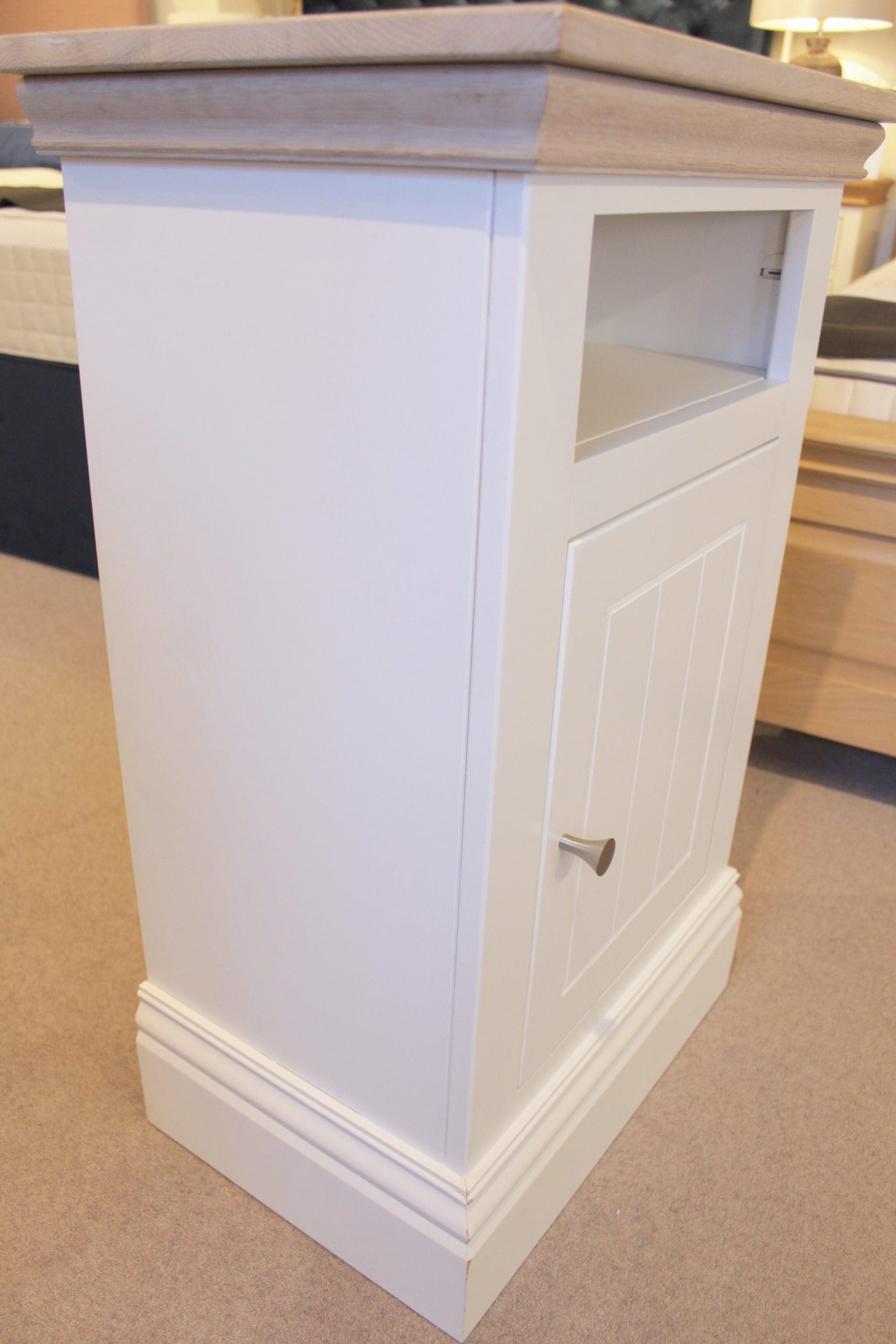 Ex Display - New England Small One Door Open Shelf Bedside Cabinet - Image 9
