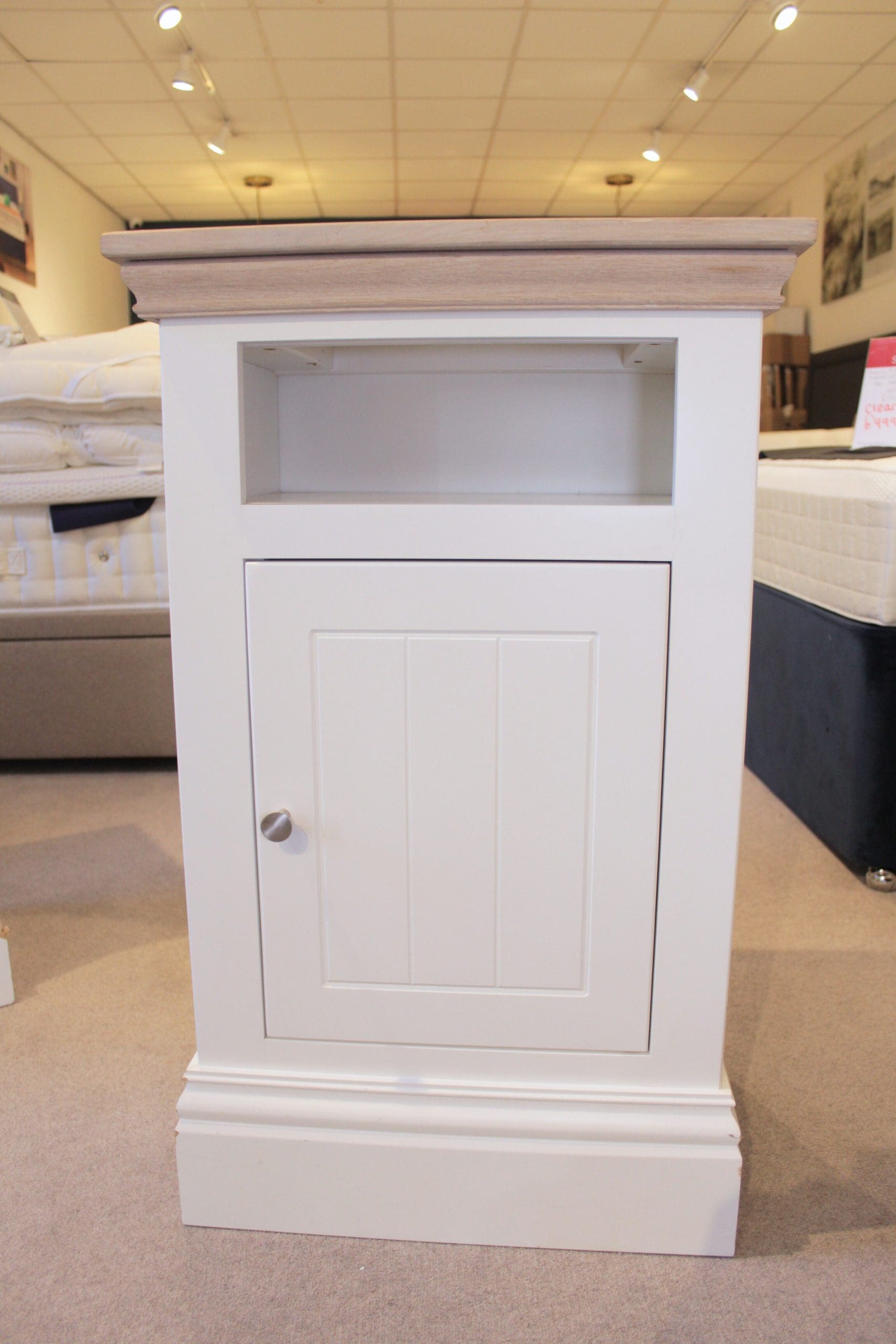 Ex Display - New England Small One Door Open Shelf Bedside Cabinet