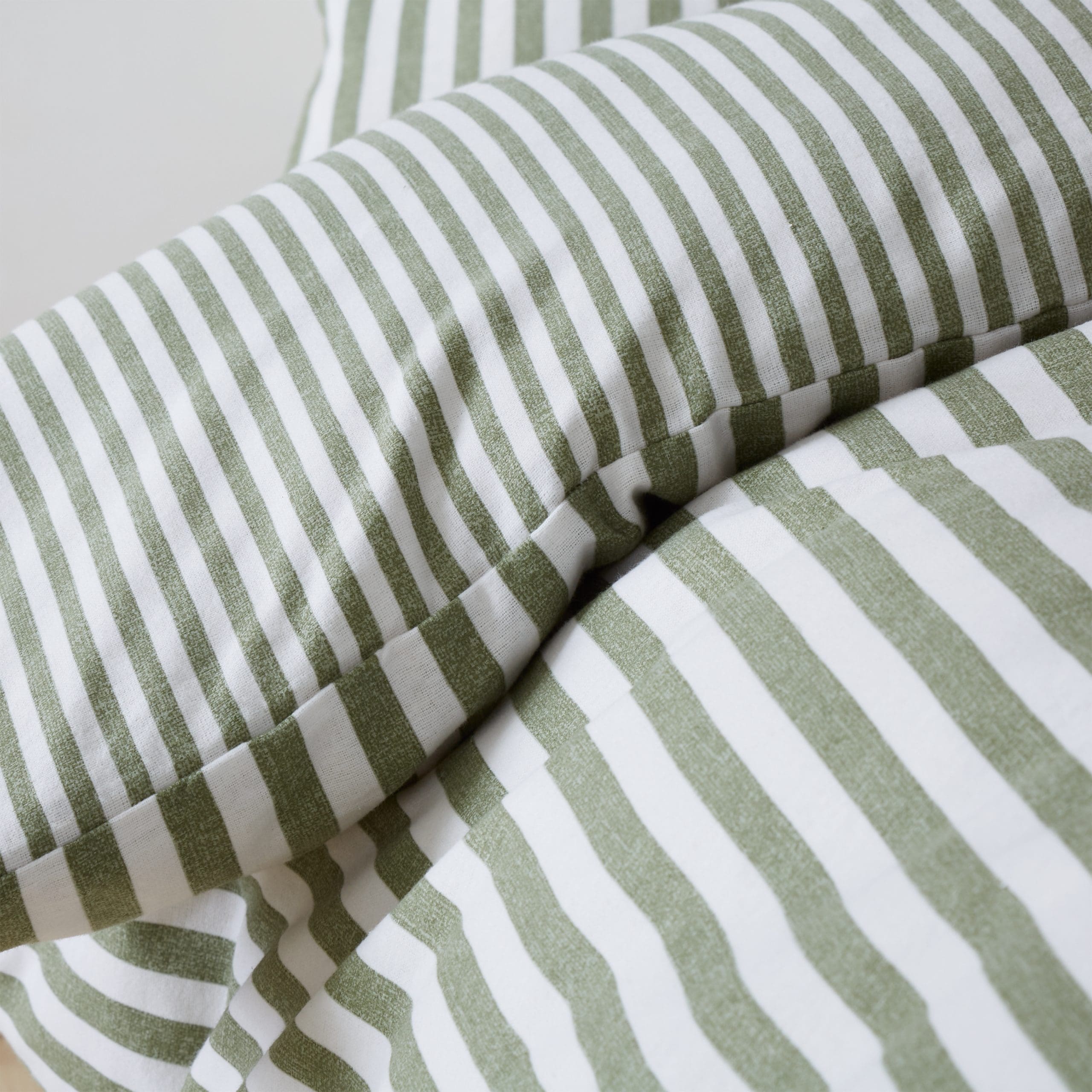 Catherine Lansfield Brushed Stripe Green Duvet Set Double - Image 3