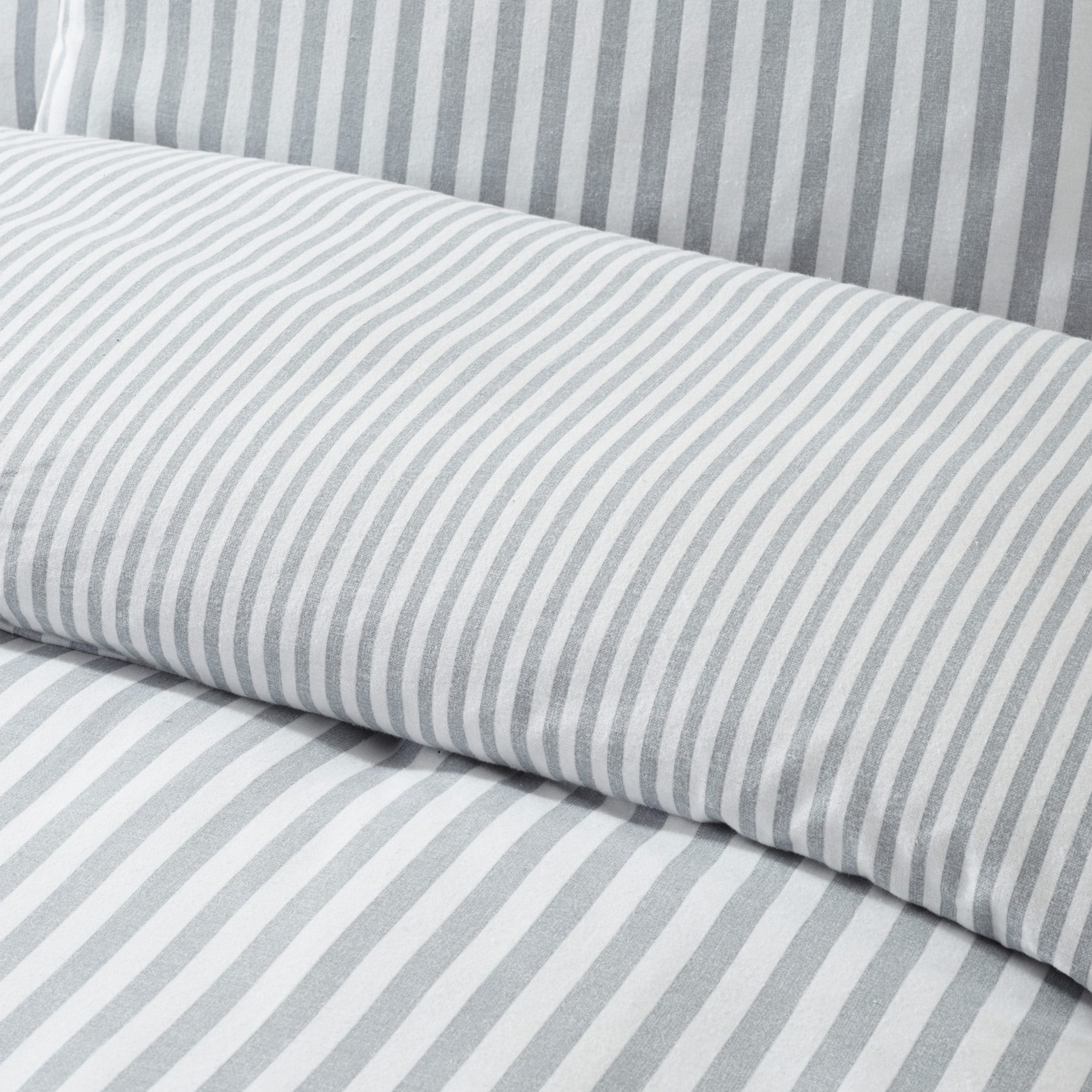 Catherine Lansfield Brushed Stripe Silver Duvet Set Single - Image 3