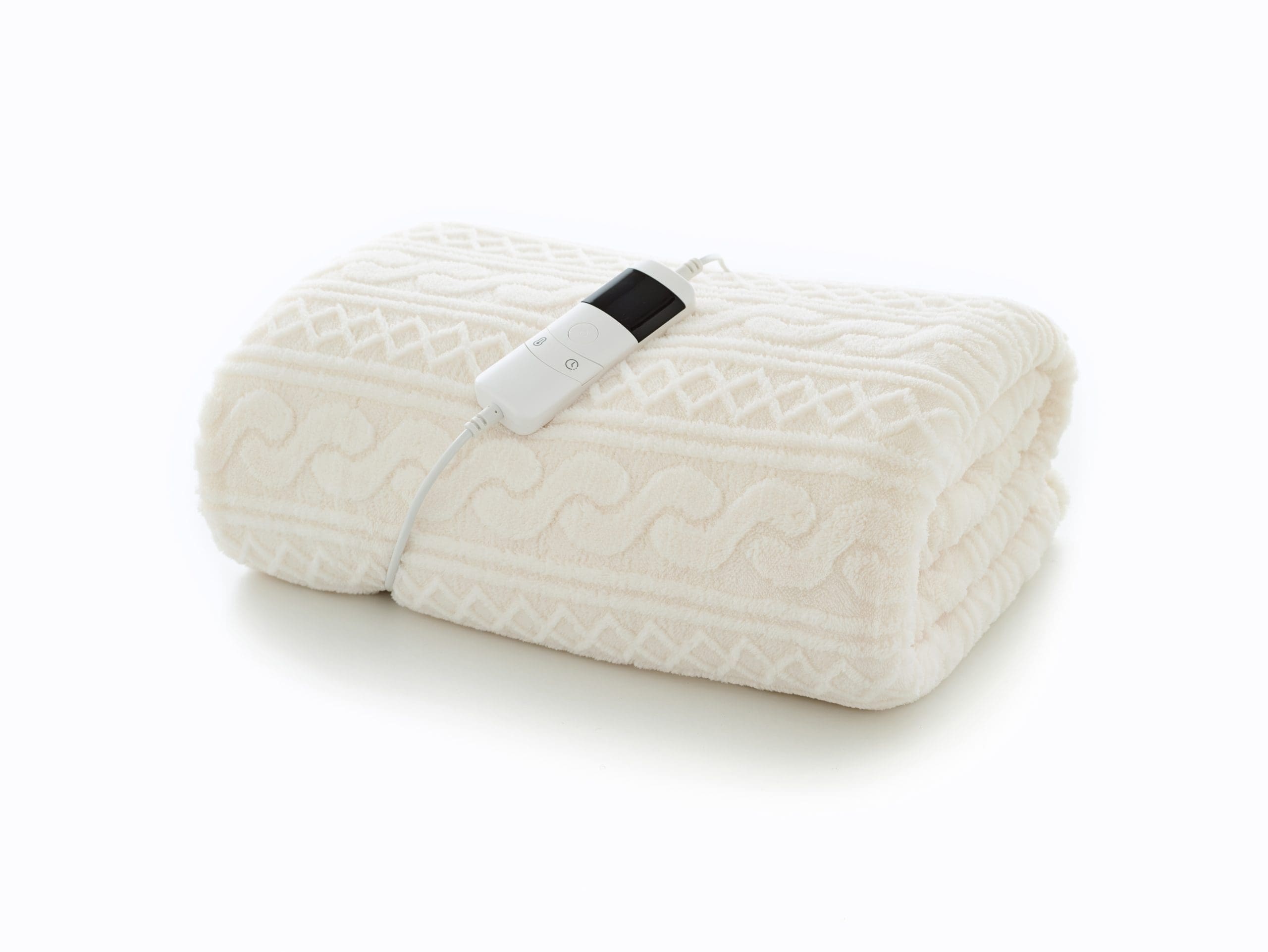 Deyongs Cream Cable Heated Sherpa Throw - Image 3