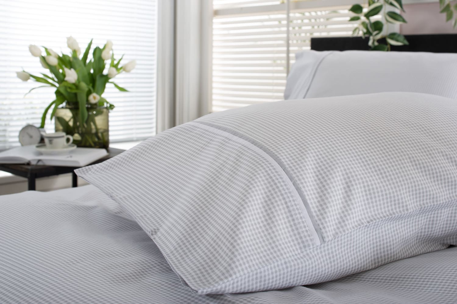 The Lyndon Company Gingham Grey Duvet Set Double - Image 3