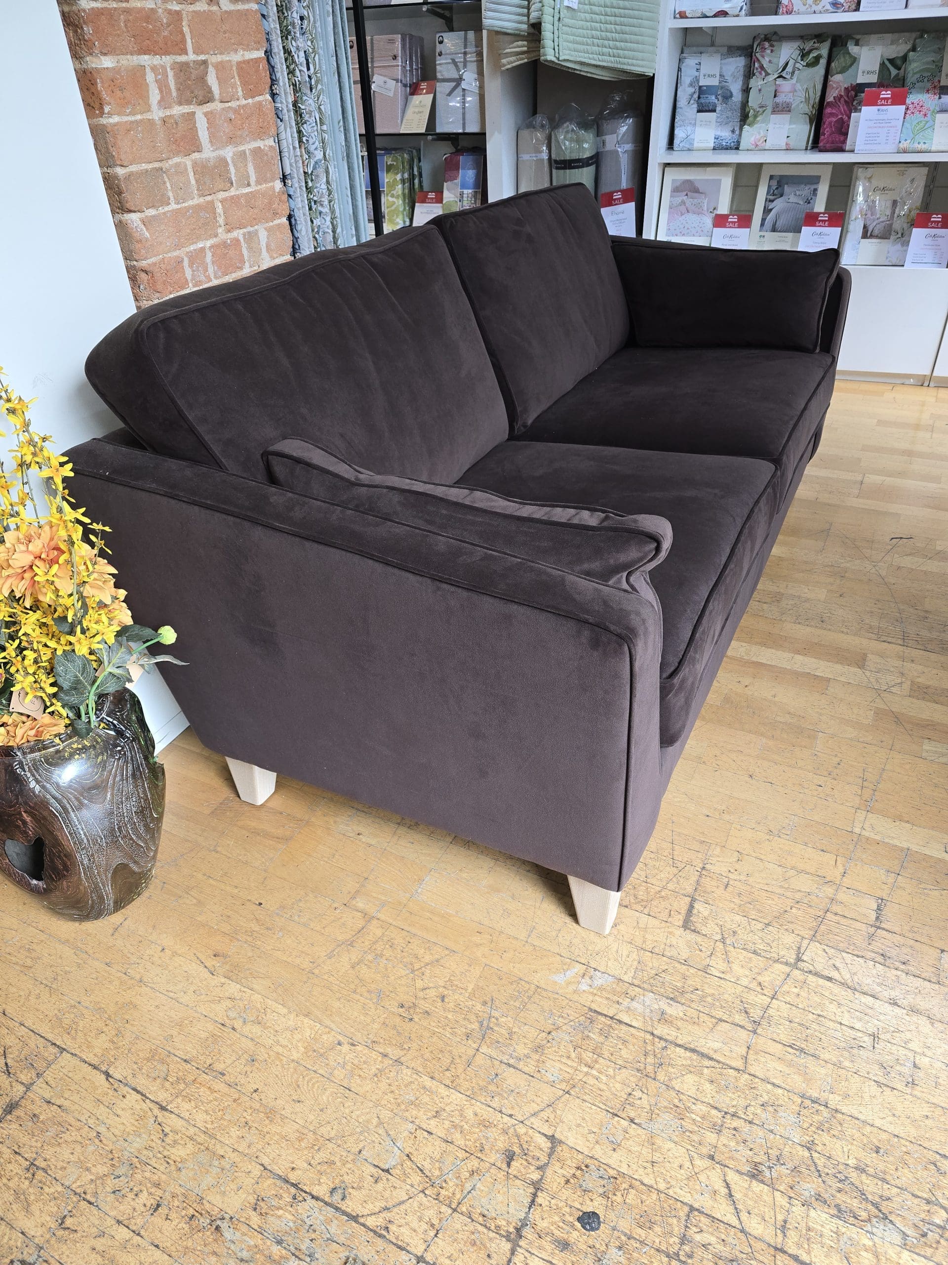 Ex Display Salcombe Sands 3 Seater Sofa In Cocoa Plush Fabric - Image 3