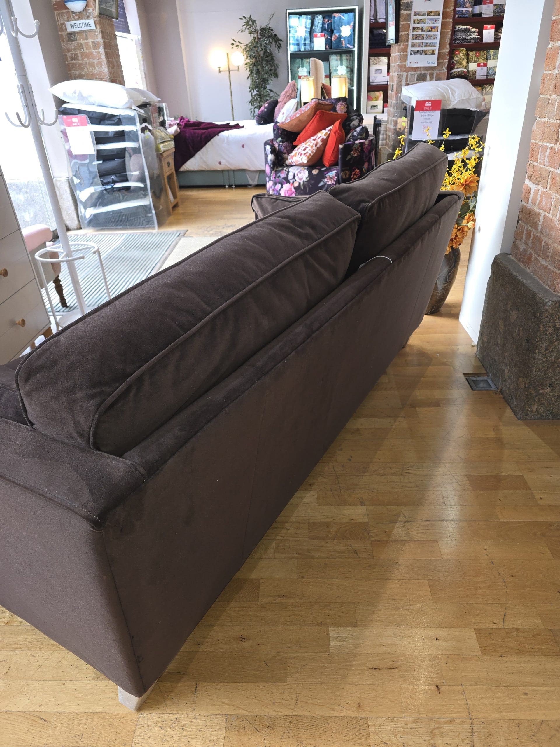 Ex Display Salcombe Sands 3 Seater Sofa In Cocoa Plush Fabric - Image 5