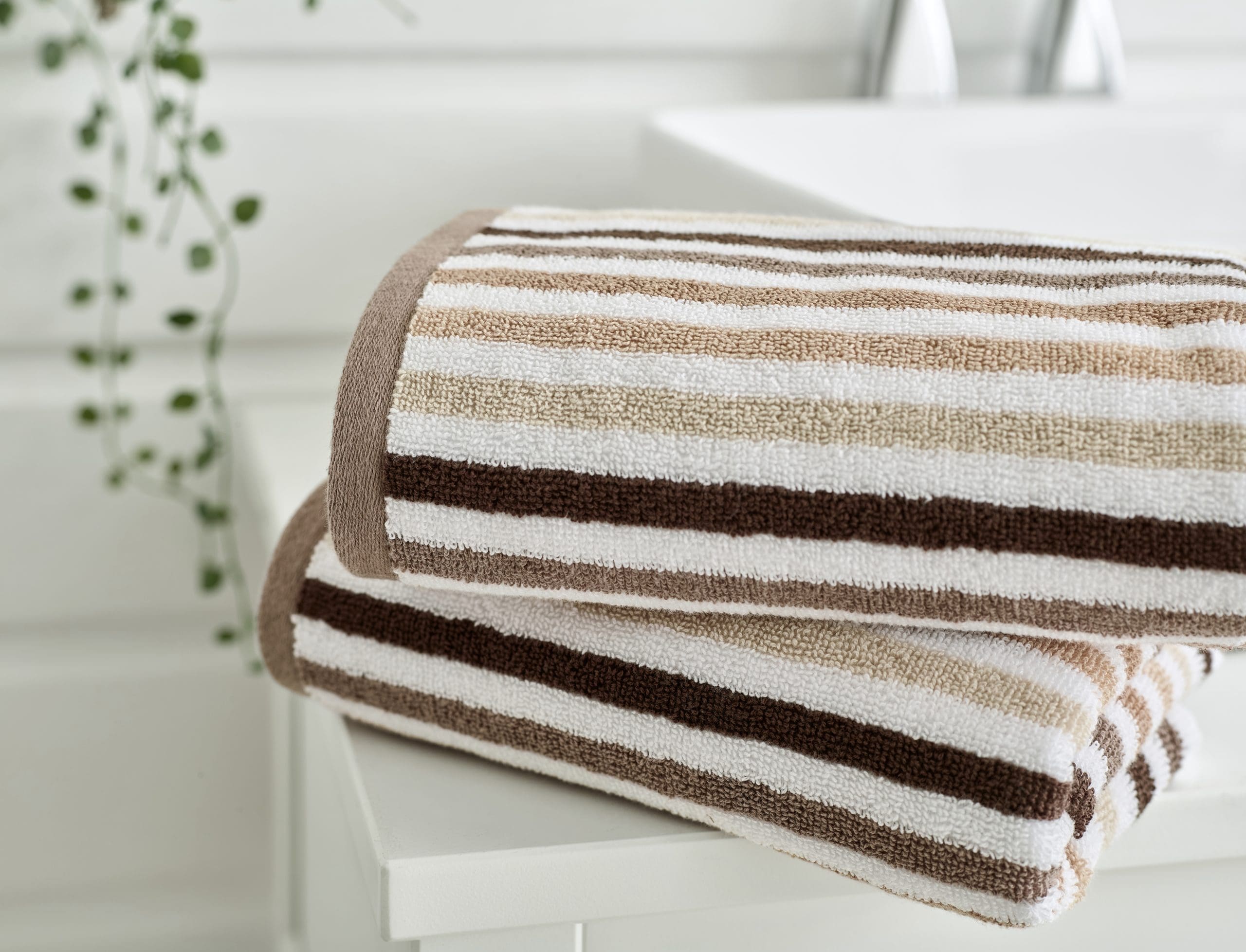 Deyongs Bliss Linear Stripe Towels in Natural - Image 2