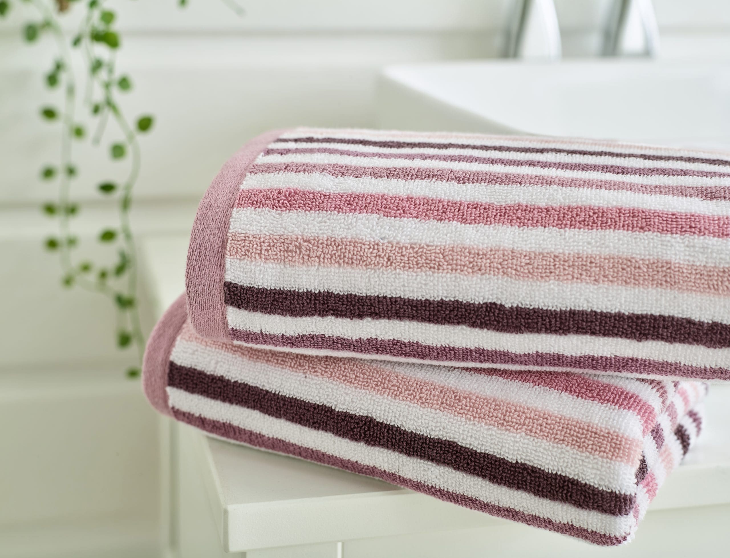 Deyongs Bliss Linear Stripe Towels in Pink - Image 2