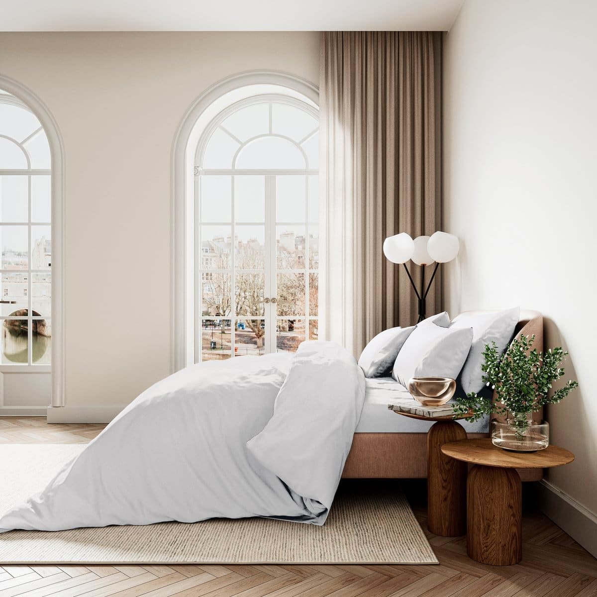 Bedeck of Belfast Fine Linens 400 TC Sateen Plain Dye Fitted Sheet in White - Image 2